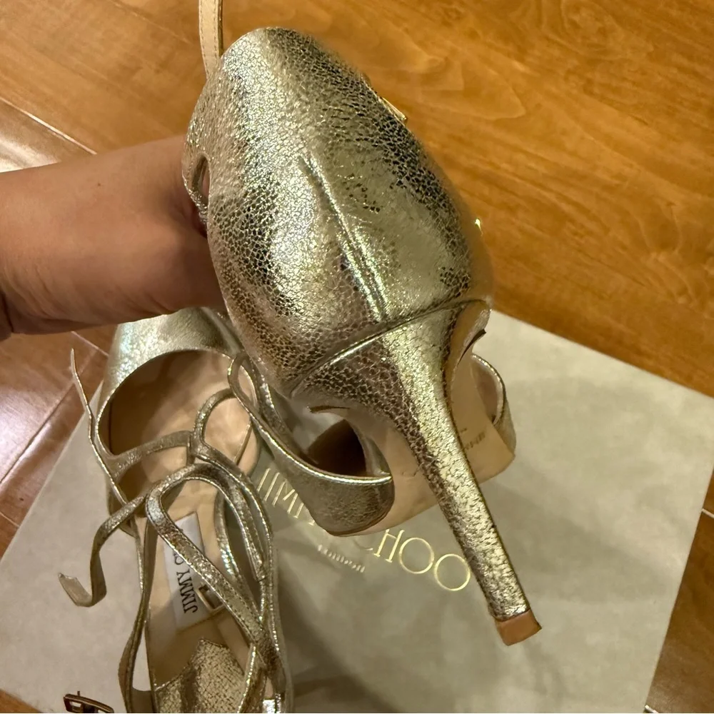 Jimmy Choo Metallic Gold Heels - Picture 7 of 13